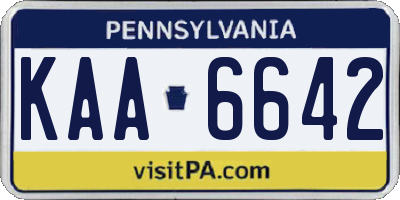 PA license plate KAA6642