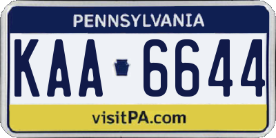 PA license plate KAA6644