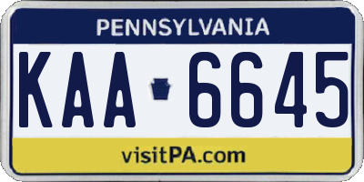 PA license plate KAA6645