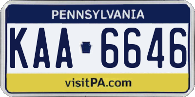 PA license plate KAA6646