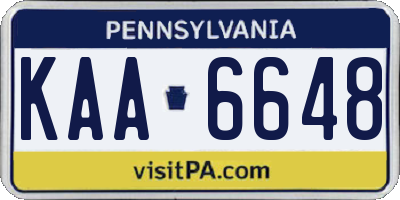 PA license plate KAA6648