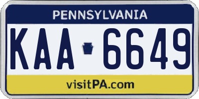PA license plate KAA6649