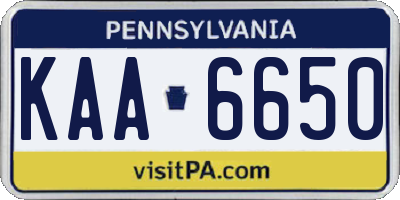PA license plate KAA6650