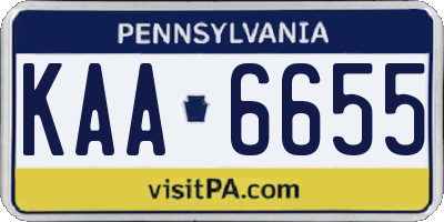 PA license plate KAA6655