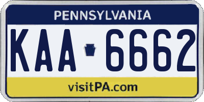 PA license plate KAA6662