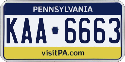 PA license plate KAA6663