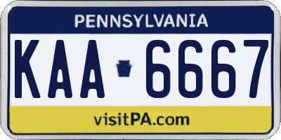 PA license plate KAA6667