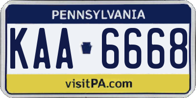 PA license plate KAA6668