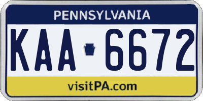 PA license plate KAA6672