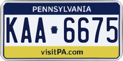 PA license plate KAA6675