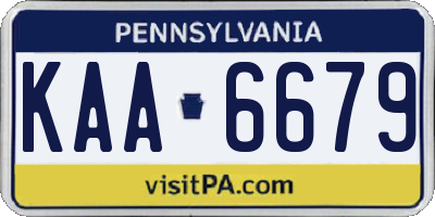 PA license plate KAA6679