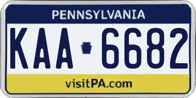 PA license plate KAA6682