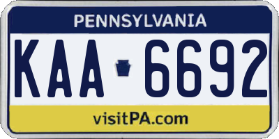 PA license plate KAA6692