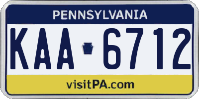 PA license plate KAA6712