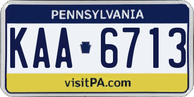 PA license plate KAA6713