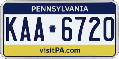 PA license plate KAA6720