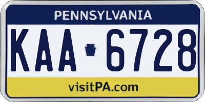 PA license plate KAA6728