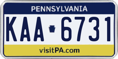 PA license plate KAA6731