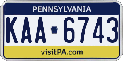 PA license plate KAA6743