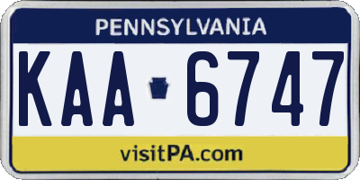 PA license plate KAA6747