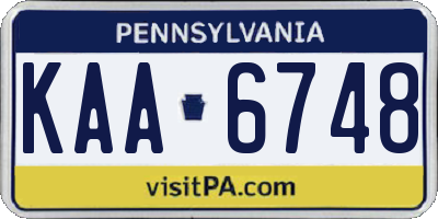PA license plate KAA6748