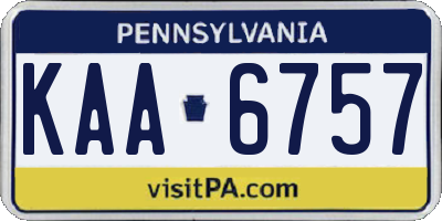 PA license plate KAA6757