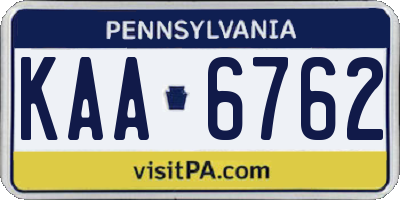 PA license plate KAA6762