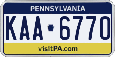 PA license plate KAA6770