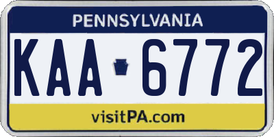 PA license plate KAA6772