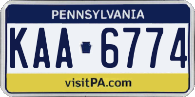 PA license plate KAA6774