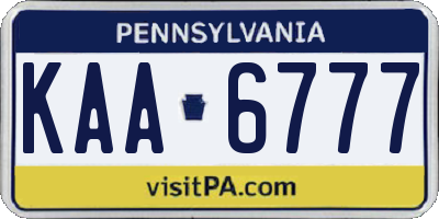 PA license plate KAA6777