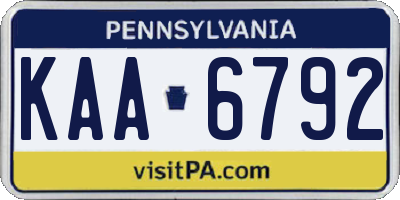 PA license plate KAA6792