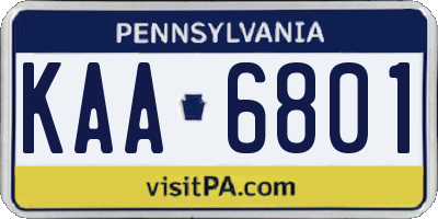 PA license plate KAA6801