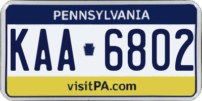 PA license plate KAA6802