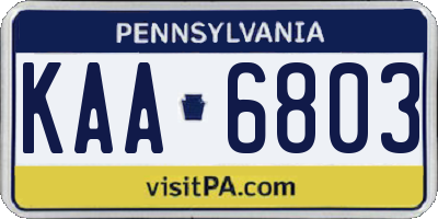 PA license plate KAA6803