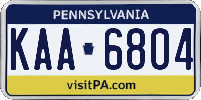 PA license plate KAA6804