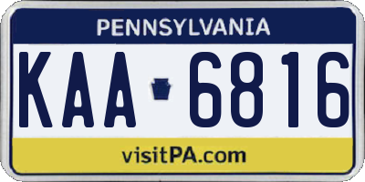 PA license plate KAA6816