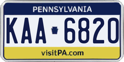 PA license plate KAA6820