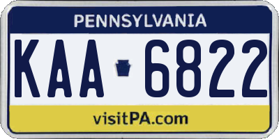 PA license plate KAA6822