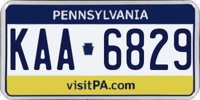 PA license plate KAA6829