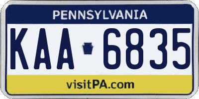 PA license plate KAA6835