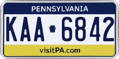 PA license plate KAA6842