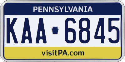 PA license plate KAA6845