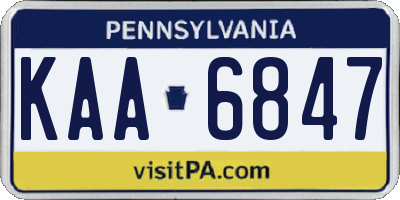 PA license plate KAA6847