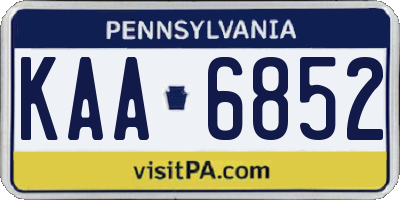 PA license plate KAA6852