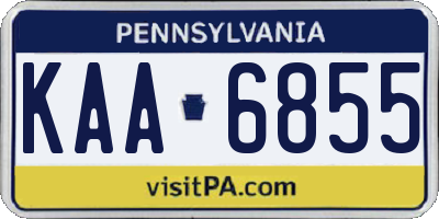 PA license plate KAA6855