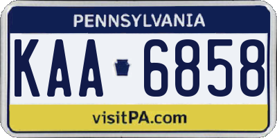 PA license plate KAA6858