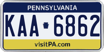 PA license plate KAA6862