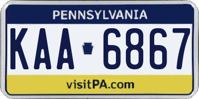 PA license plate KAA6867