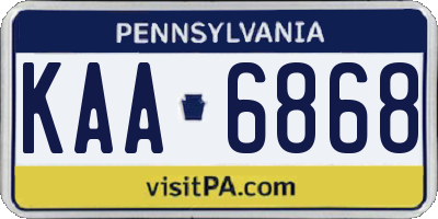 PA license plate KAA6868